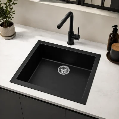 04-installed-close سینک گرانیتی تک لگن