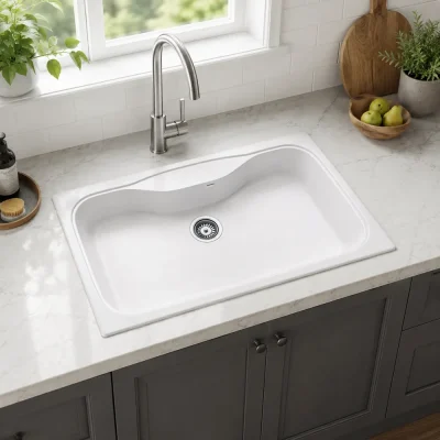 05-installed-white سینک گرانیتی تک لگن بزرگ مدل ریرا ZINAS