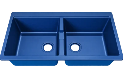 blue-double-bowl-kitchen-sink سینک گرانیتی دو لگن بدون سینی دیما ZINAS