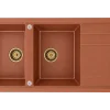 terracotta-double-bowl-kitchen-sink-right-drainer سینک گرانیتی آشپزخانه مشکی در آشپزخانه مدرن