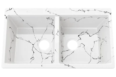 white-marble-double-bowl-kitchen-sink سینک گرانیتی دو لگن بدون سینی دیما ZINAS