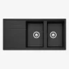 zinas-double-bowl-drainer-sink-114x50-graphite-chrome-top-view سینک گرانیتی دو لگن استاندارد مدل ماز ZINAS