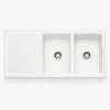 zinas-double-bowl-drainer-sink-114x50-white-chrome-top-view سینک گرانیتی دو لگن استاندارد مدل ماز ZINAS