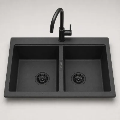 zinas-double-bowl-sink-85x50-white-chrome-product سینک گرانیتی دو لگن بدون سینی دیما ZINAS