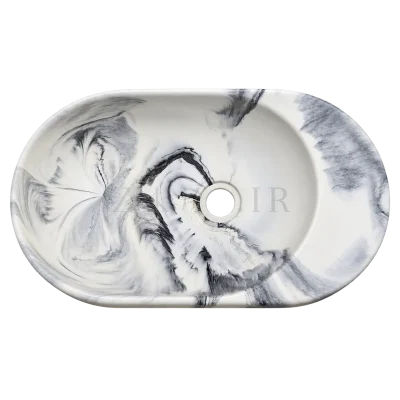 zinas-white-gray-marble-oval-granite-washbasin روشویی گرانیتی فانتزی زیناس کد 101