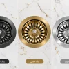 siphon-sink-granite-charcoal-gold-chrome سیفون سینک گرانیتی تک لگن زیناس