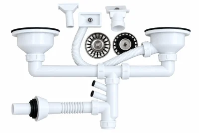 siphon-sink-granite-double-bowl-complete-set سیفون سینک گرانیتی دولگن زیناس